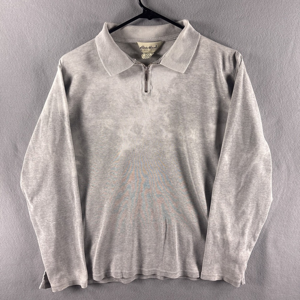 Vintage Eddie Bauer Bleach Dyed Pullover Medium 1/4 Zip Collared Shirt Boxy Y2K